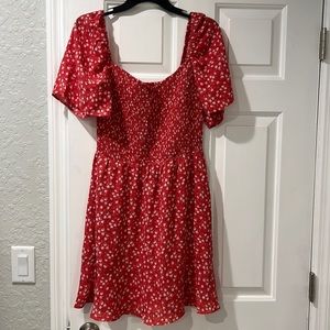 Abercrombie large smocked mini dress red with flowers